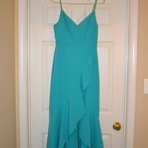 Laundry by Shelli Segal Teal Ruffled Sleeveless High-Low Dress